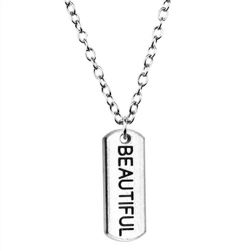 Strip Letter Initial Tags Pendant Antique Bronze Metal Men Collar Necklace New Arrival Gift