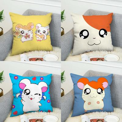 Hamtaro Kissenbezug Für Auto Sofa Dekorativ Zuhause Zweiseitiger Druck Plüsch Quadratisch Wurf Kissen Kissenbezug