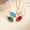 Nidin Fashion Necklace Hamsa Hand Pendant Enamel Turkish Evil Eye Lucky Amulet Palm Clavicle Chain Jewelry Gift For Women Men