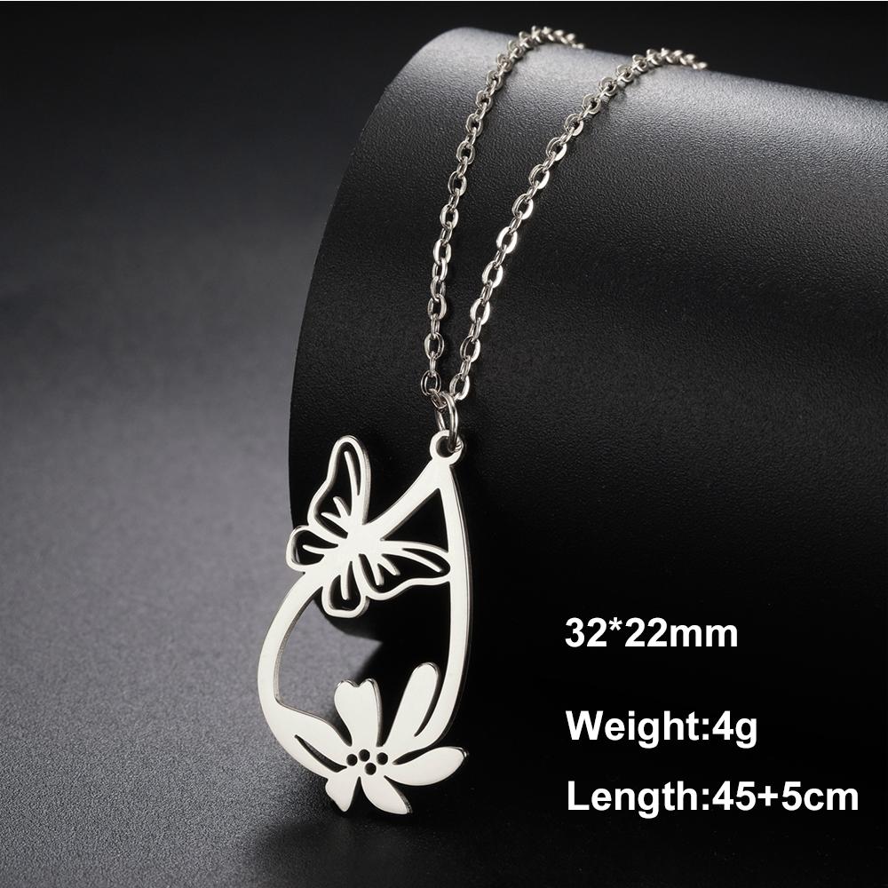 

My Shape Butterfly Pendant Necklaces for Women Girls Stainless Steel Chain Choker Animal Charm Butterfly Jewelry Valentine s Day Stainless Steel&As Pictures