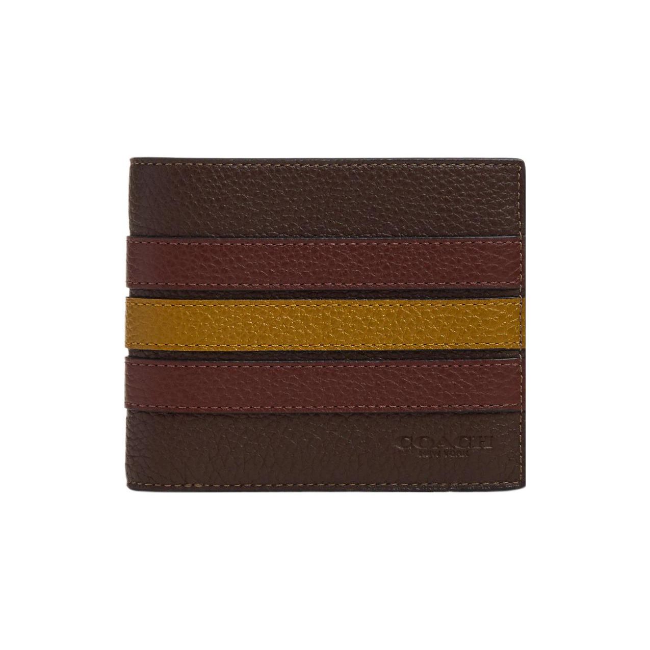 

Coach 3 In 1 Wallet With Logo Stripe Card Slots And Pebble Leather Women Wallet Rosewood CM164-QBMAA Mahogany