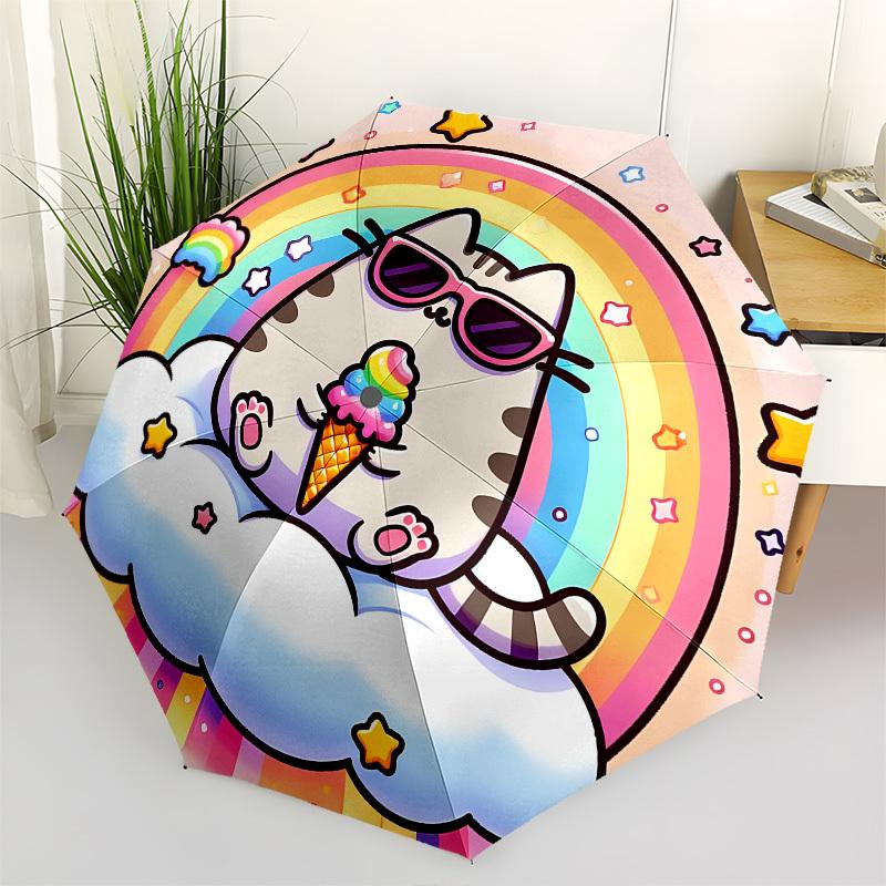 

Rainbow, Ice Cream CatThemed Automatic Opening and Closing umbrella 8 Ribs, Suitable for Leisure and Going Out, Outdoor Accessory, Gothic