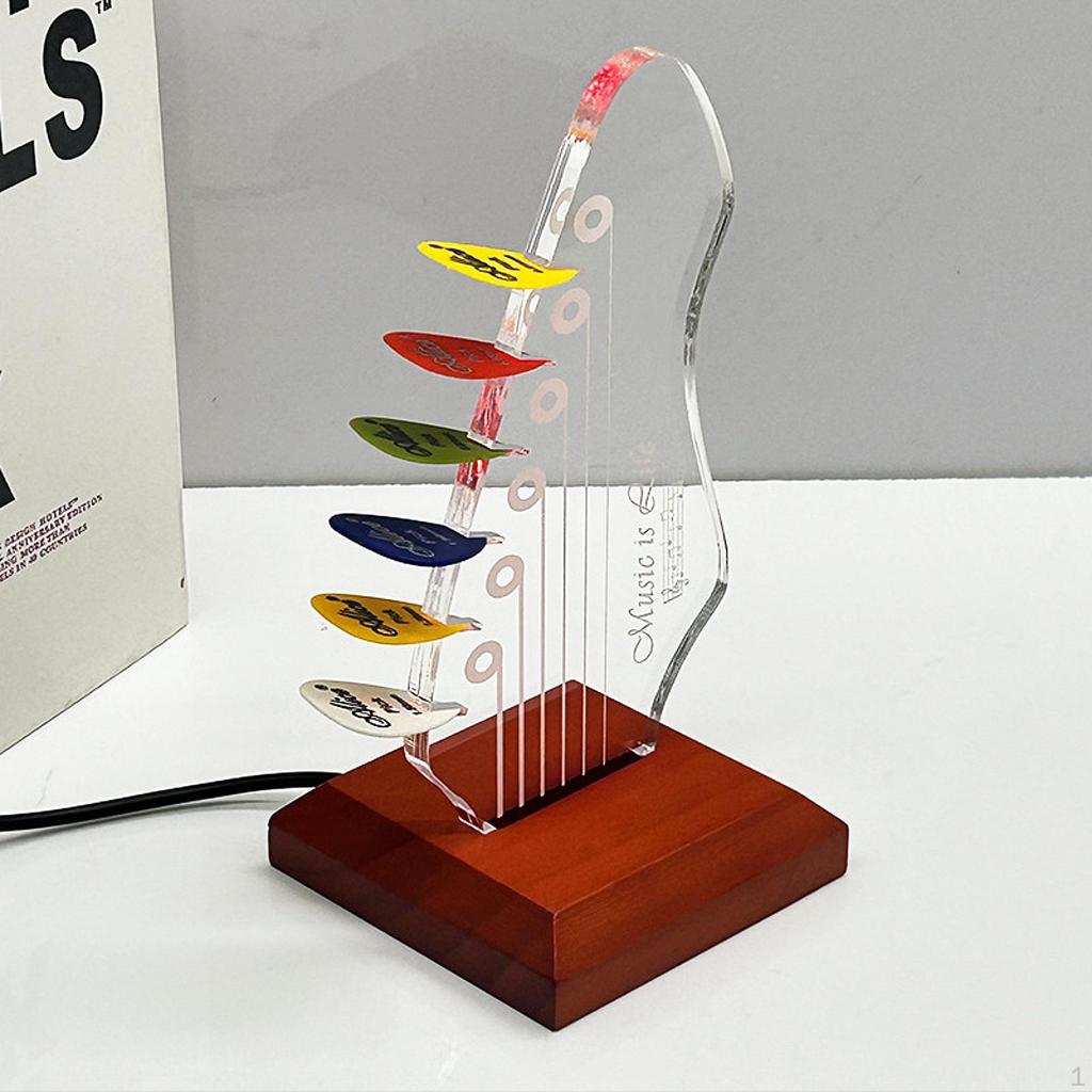 Electric Guitar Pick Holder Acrylic Display Wood Base for Players