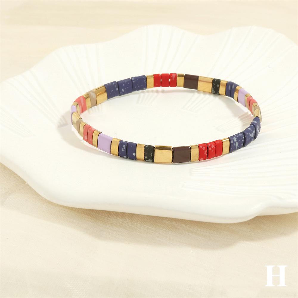 

Богемский многослойный эластичный браслет из бисера миюки - Дизайн в стиле колор-блок для женщин