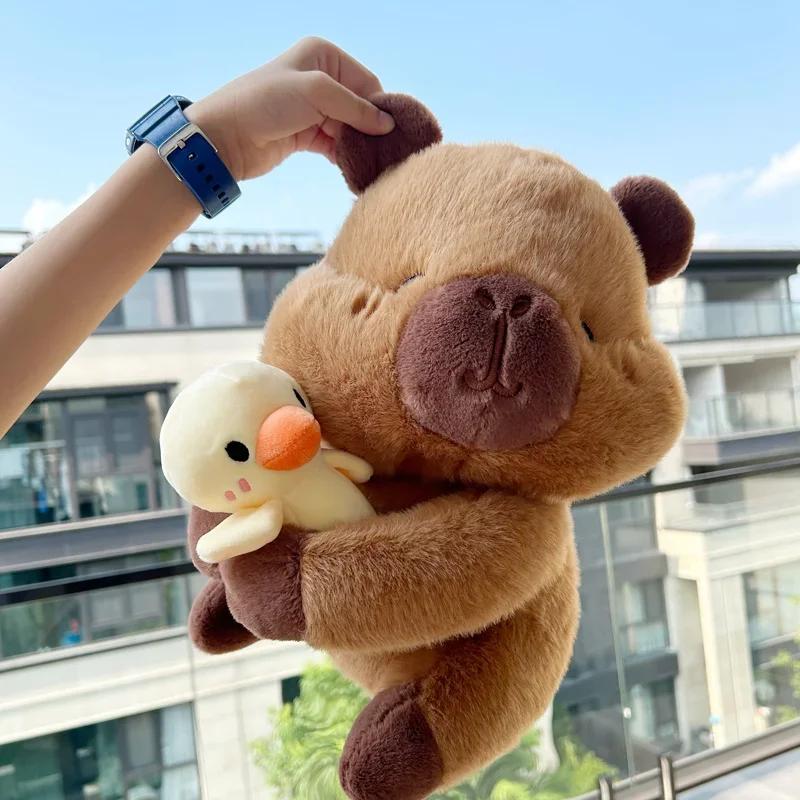 Fluffy Capybara Plush Doll Kawaii Capybara With Duck Stuffed Toy Stuffed Animals Kids Juguetes Birthday Gift Home Decor