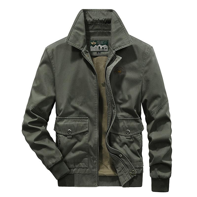 

Весна и осень Новая мужская повседневная куртка с множеством карманов Куртка для среднего возраста Верхняя куртка для папы 4XL
