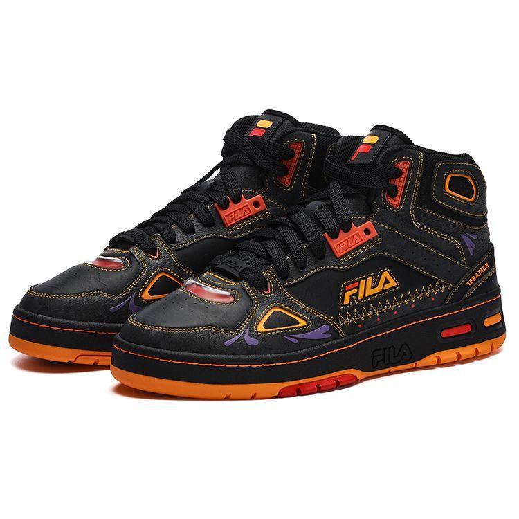 FILA Fusion Teratach Pack Fabric Synthetic Leather Cultural Casual Mid-Top Retro Basketball Shoes Women sneakers Purple Black T12W243217FPB