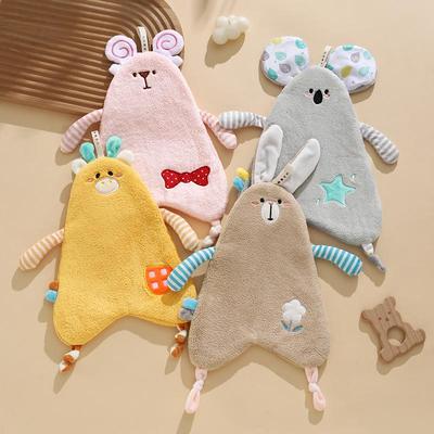 Soft Cute Cartoon Coral Fleece Hanging Hand Towel - Absorbent Kitchen Wiping Cloth