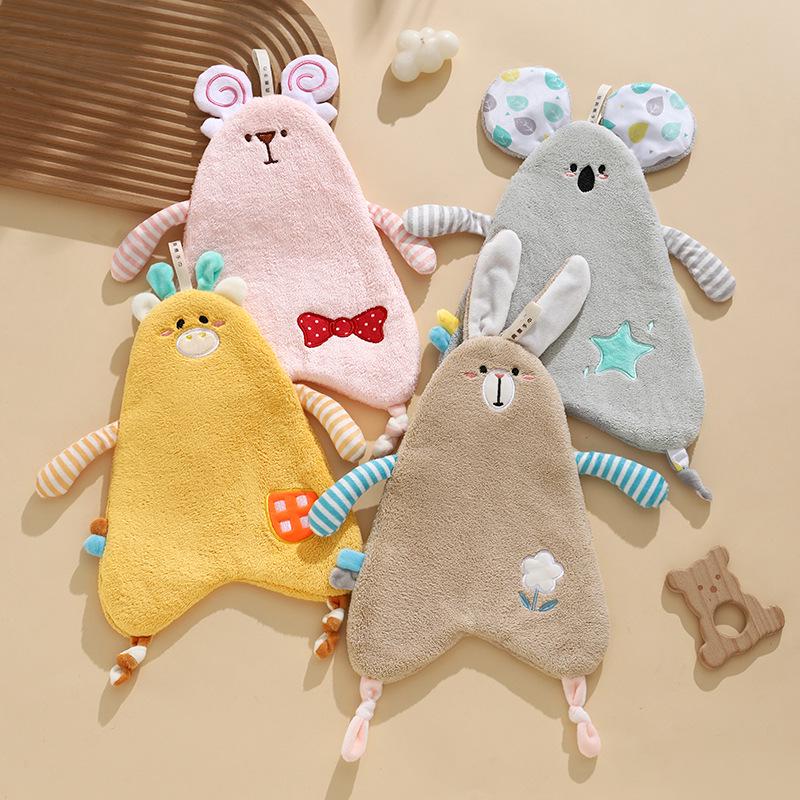 Soft Cute Cartoon Coral Fleece Hanging Hand Towel - Absorbent Kitchen Wiping Cloth