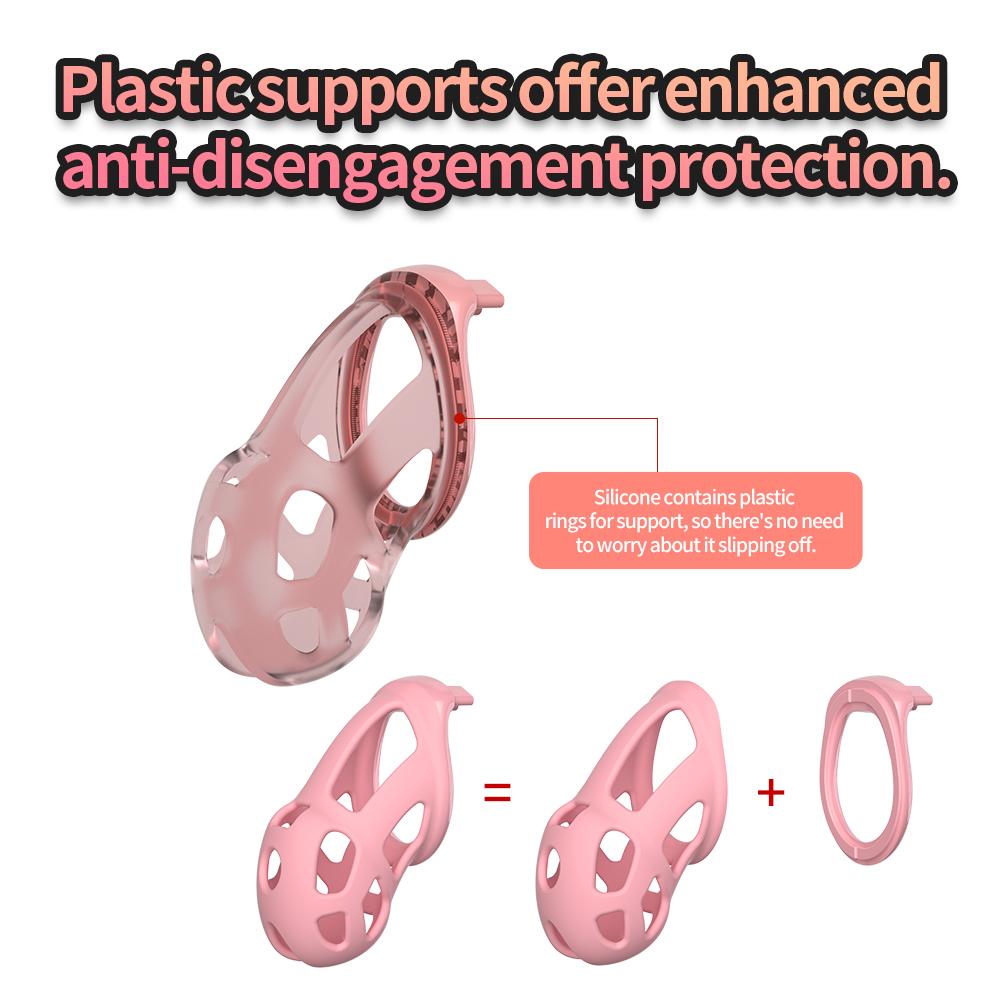 Chastity Cage with 4 Adjustable Rings Lightweight Silicone Male Chastity Device Invisible Penis Lock Bondage Sex Toys for Men 18+