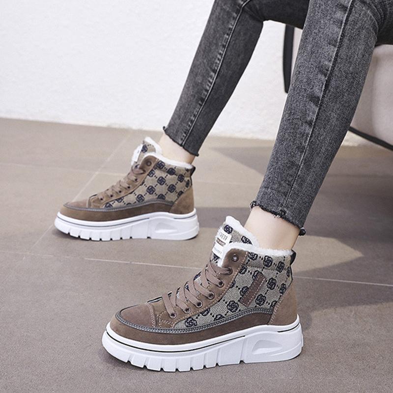 Damenstiefel Schneestiefel Wintermode Plus Samt Warme Stiefel Lässige Baumwollschuhe Damenschuhe