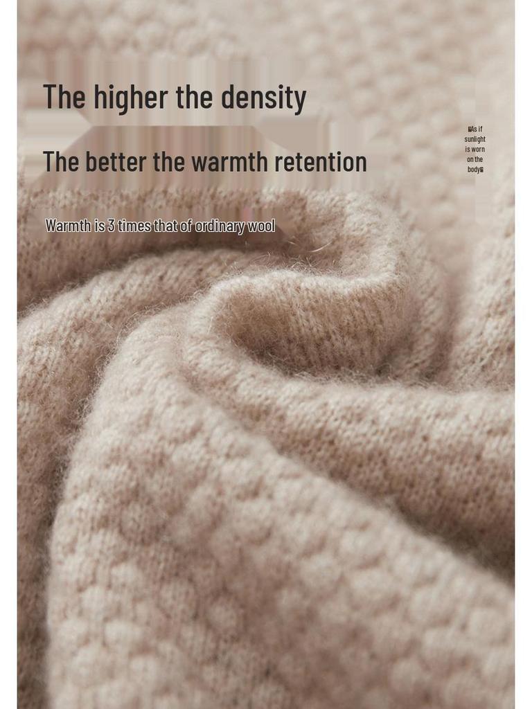 2025 Autumn/Winter Men's Solid Color Cashmere Polo Neck Knitwear, Soft & Fluffy Long Sleeve