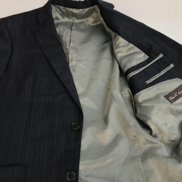 Lini L homme Italian fabric stripe tailored jacket men’s M black autumn winter(USED)