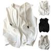 Summer Women Vest Coat Hooded Drawstring Solid Color Slim Fit Stretchy Hem Side Pockets Zip-up Cardigan Soft Breathable Casual Sport Waistcoat