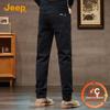JEEP 2025 Autumn/Winter Men's Thin Fleece Straight-Leg Stretch Jeans