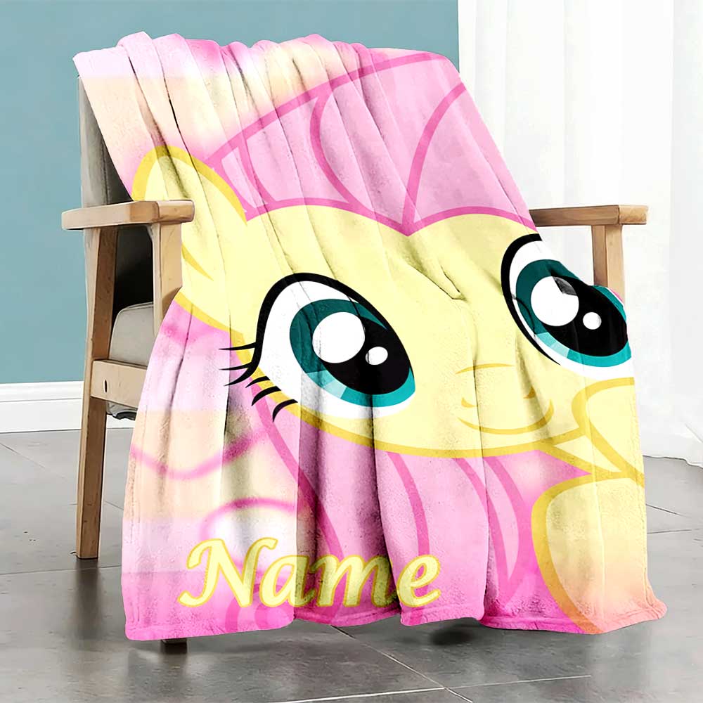 Little Pony (18) Customize Text Blanket Throw Customizable Blanket Soft Warm Cozy Versatile for Sofa Seaside Bedding Office for All Occasions