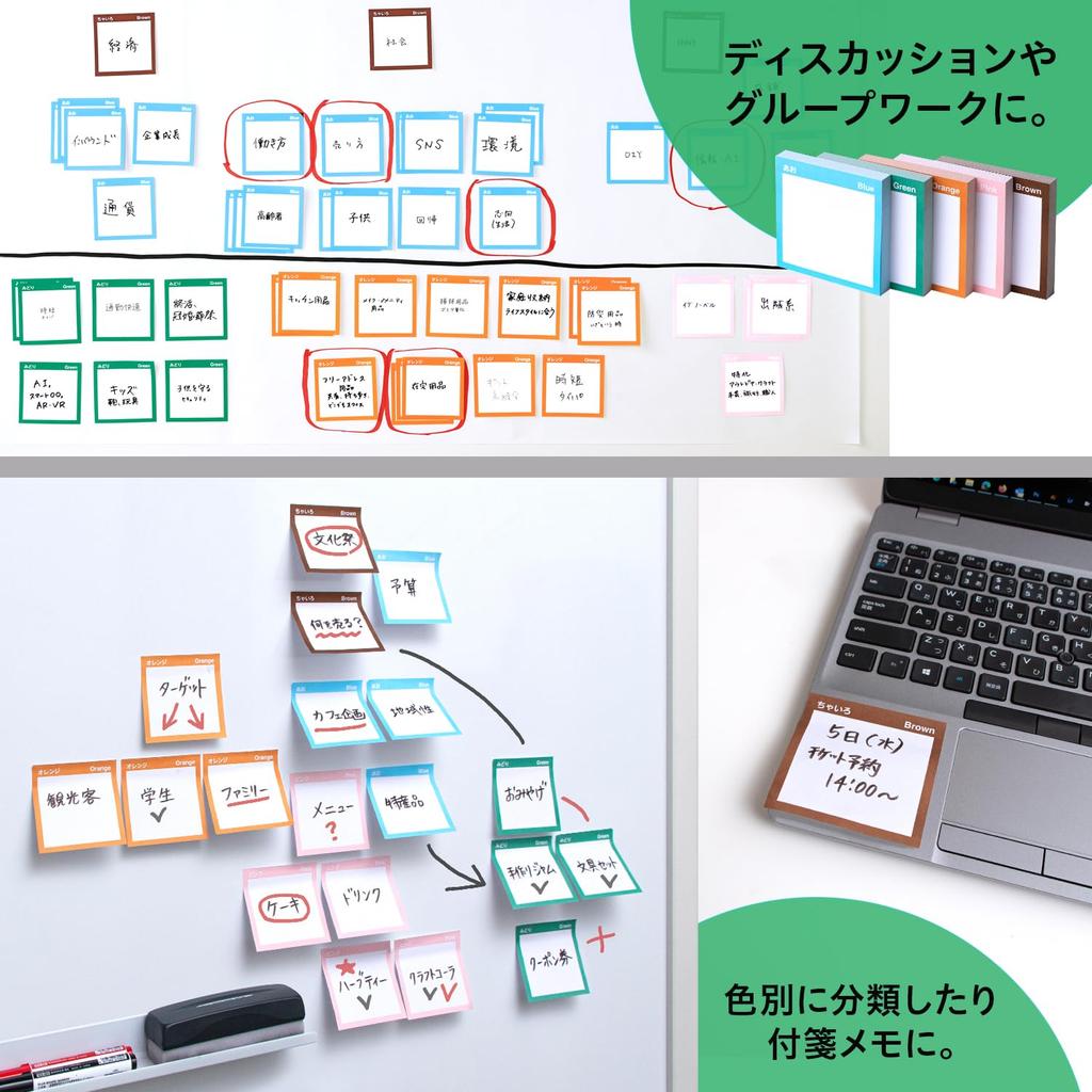 Plus Sticky no Sticky Strong Universal Notes, "Minna Fusen" (Everyone's Notes), Adhesive, Design, 10-pack, FU-771 75-000
