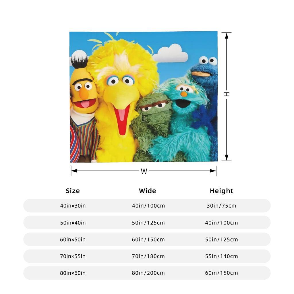 Sesame Street Cartoon Blanket Coral Fleece Plush Spring/Autumn Abby Cadabby Breathable Throw Blankets for Bed Bedroom Rug Piece