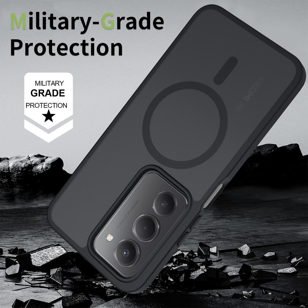 Etui magnetyczne na telefon o uczuciu skóry dla Xiaomi Redmi 15 4G 171,1 mm 5G 169,5 mm Magsafe Bezprzewodowe ładowanie Rama TPU Plastikowa tylna osłona