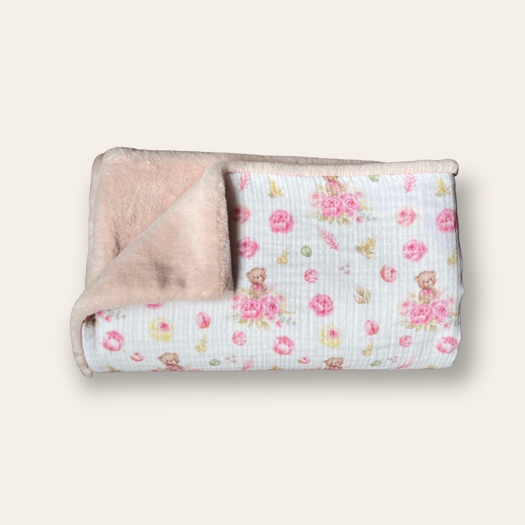 

Мусліновий дитячий плед із еко хутром 80/100 cm