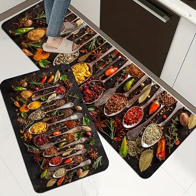 1 pezzo di spezie e posate morbido tappeto da cucina tappeto da cucina anti-fatica tappeti antiscivolo impermeabili set tappeto runner tappeto da comodino tappeto assorbente per la cucina
