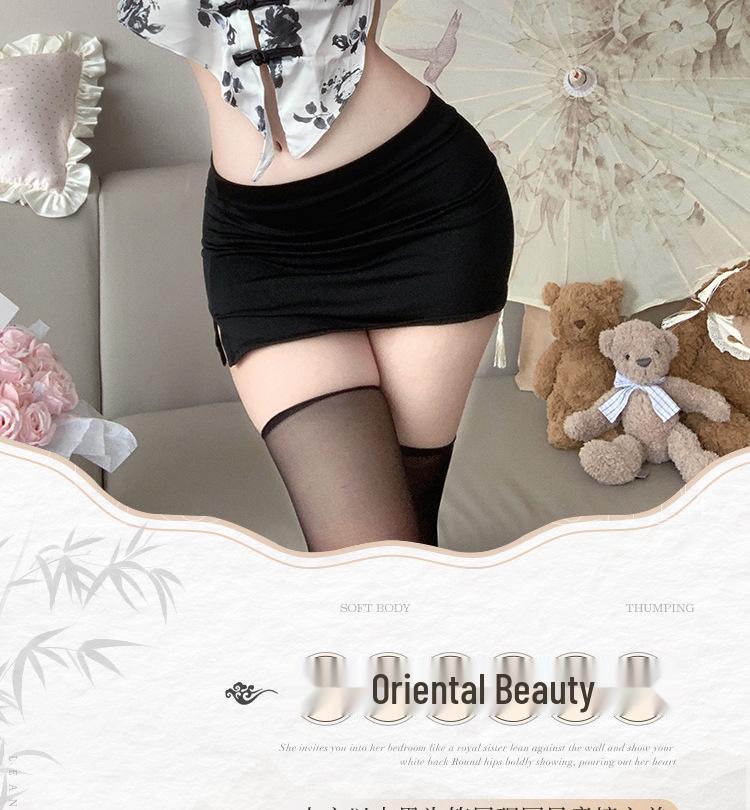New Women's Sexy See-through Retro Halter Neck Bodycon Cheongsam Skirt Lingerie