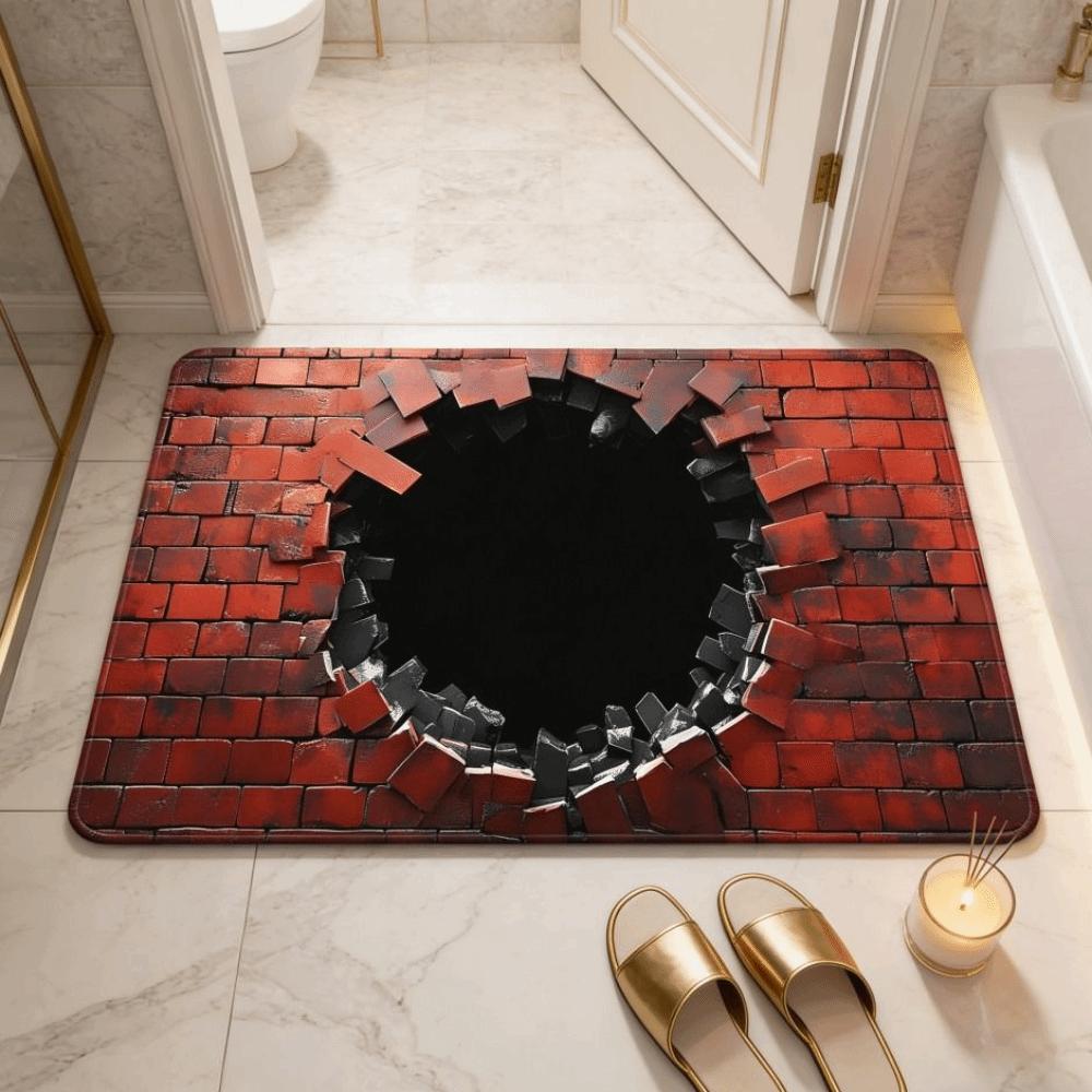 3D Flat Optical Illusion Doormat Non-slip Abrasion-resistant Bathroom Carpet Durable Water-absorbing Bedroom Door Rug Home Decor
