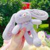 Plush Fluffy Rabbit Pendant Keychain With Flower Design For Accessories Backpack