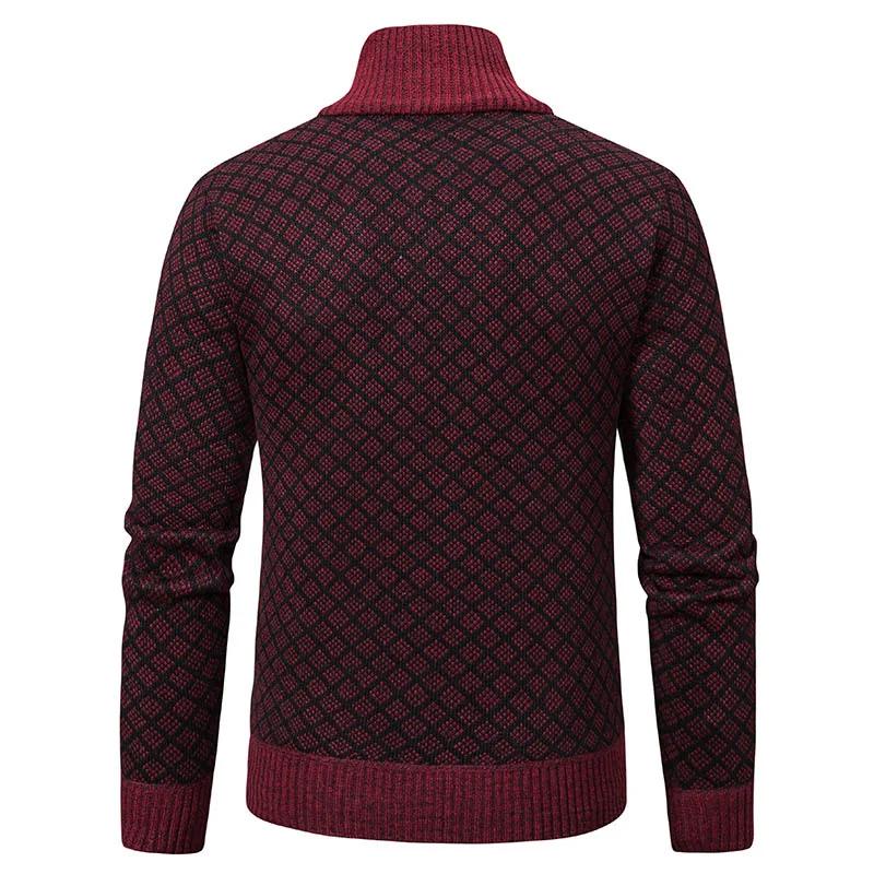 Men's Casual High Collar Long Sleeve Knitted Top with Velvet Warmth for Autumn and Winter Fashion Multi Functional Jacket