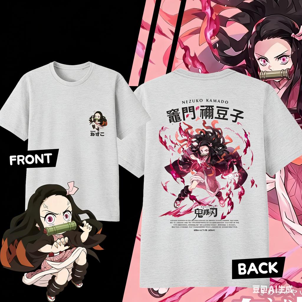 Demon Slayer Kamado Nezuko Pure Cotton Tshirt for 2026 Summer KidsUnisexsWomens Fashion Casual Cosplay Short Sleeved Tshirt