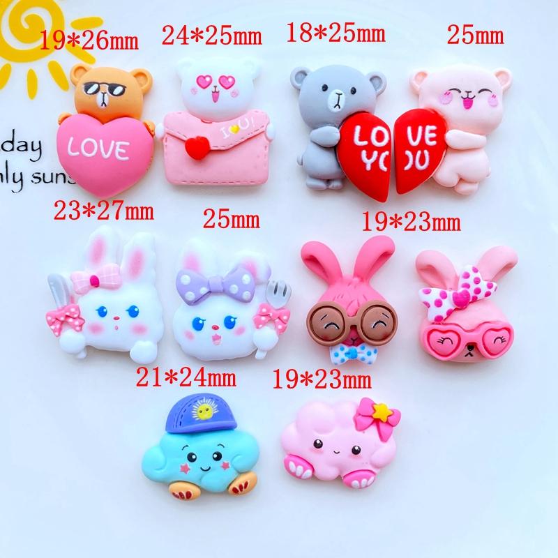 10Pcs New Cute Mini Bear /Rabbit /Cloud  Flat Back Resin Cabochons Scrapbooking DIY Jewelry Craft Decoration Accessories