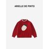 French Arielle De Pinto Girls' Winter Sweater Knitwear Red Cartoon 3D Embroidery Soft and Loose Fit