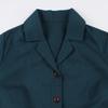 Women's Single-Breasted Wide-Skirted Retro-Style Waist-Cinched Solid-Colour Dress