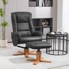 Poltrona reclinabile con poggiapiedi, funzione reclinabile, rivestimento in ecopelle, fino a 150 kg, 71 x 84 x 102 cm, Nero