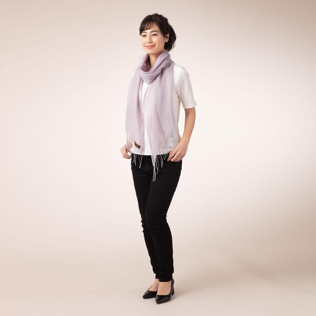 linen scarf in gift smoky 45x180cm [Pashmina Collection] 100% box, lavender,