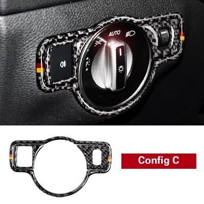 Carbon Fiber For Mercedes Benz W204 W212 W176 CLA GLA GLE GLK GL A B C E Class Car Interior Headlight Switch Knob Trim Stickers