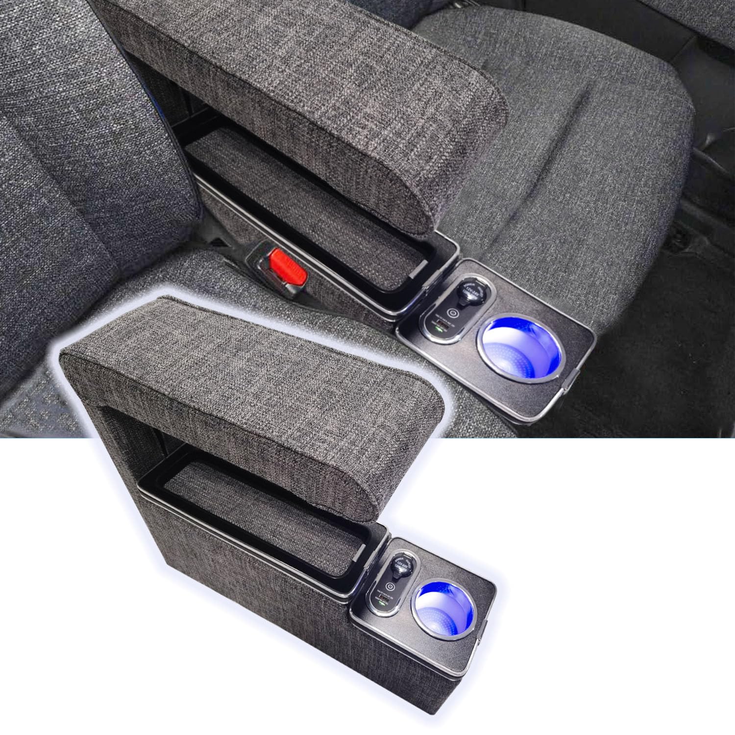 

Yotetat Console Box for the New Sienta and 170 Blue USB Center Gasoline and Hybrid Compatible (10, 15, Series), LED, Port, Armrest, Console,