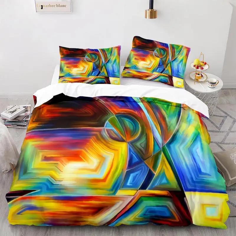 Oil Painting Duvet Cover Set Queen Blooming Sunflowers Twin Bedding Set Blue Sky White Cloud Landscape Polyester Comforter Cover