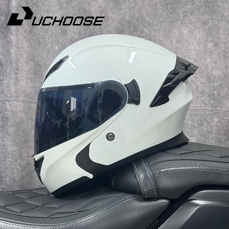 DOT Uchoose Approved Helmets Crash Motorbike Protective Gear Men Women Flip Up Helmet Motorcycle Visor Double Sun