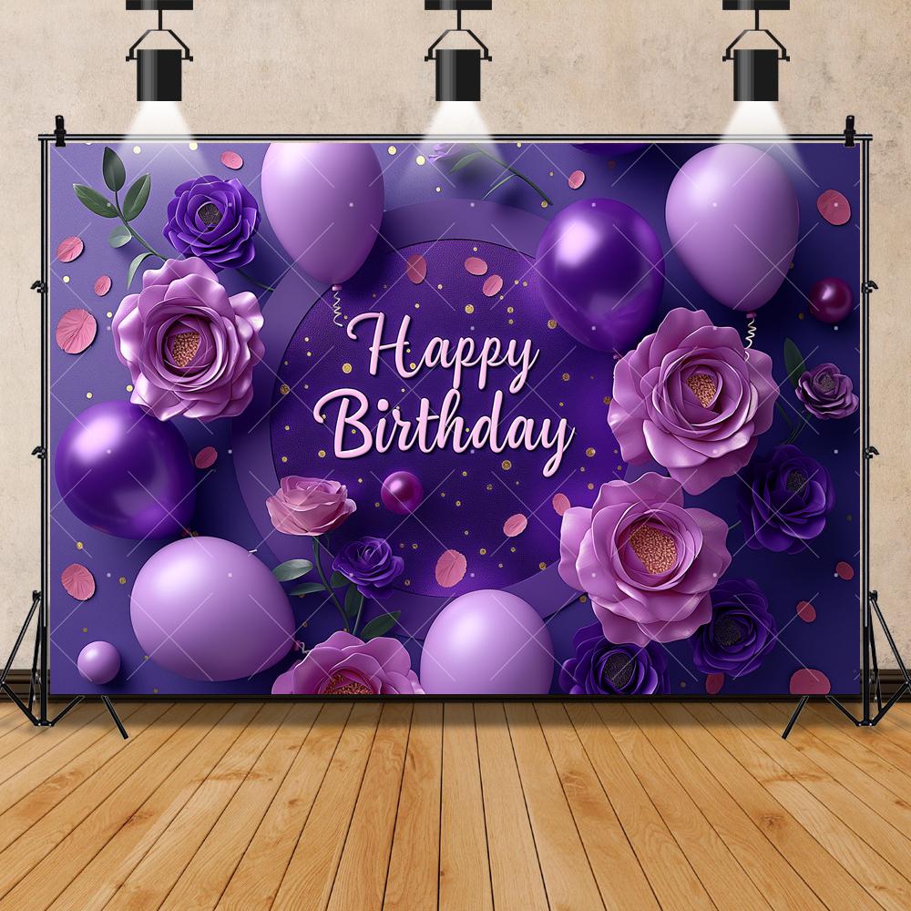 Purple Balloon Butterfly Backdrop Birthday Girls Princess Flower Newborn Babys Shower Party Photography Background Studio Custom