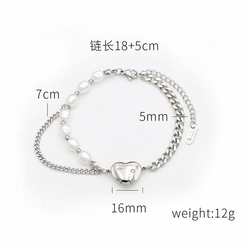 Accessories Individual Cold Wind Pearl Love Splicing Necklace Bracelet Set Women'S Niche Titanium Steel Jewelry Set
