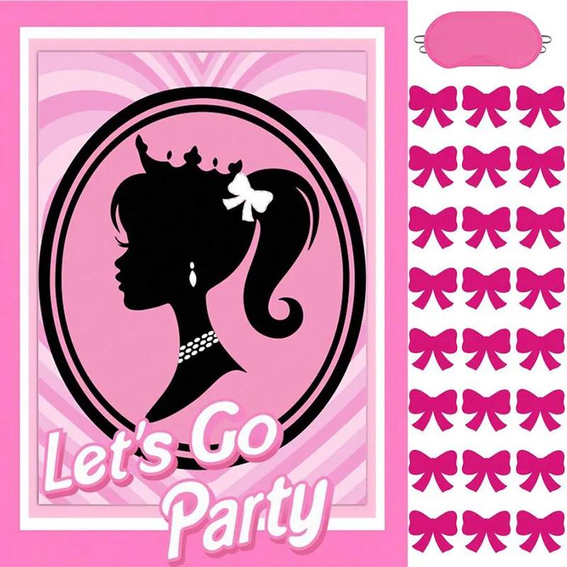 1set Let s Go Party Theme Paper Poster Princess Bow Stickers Bingo Game for Girl Birthday Bachelorette Party Favors Decoration