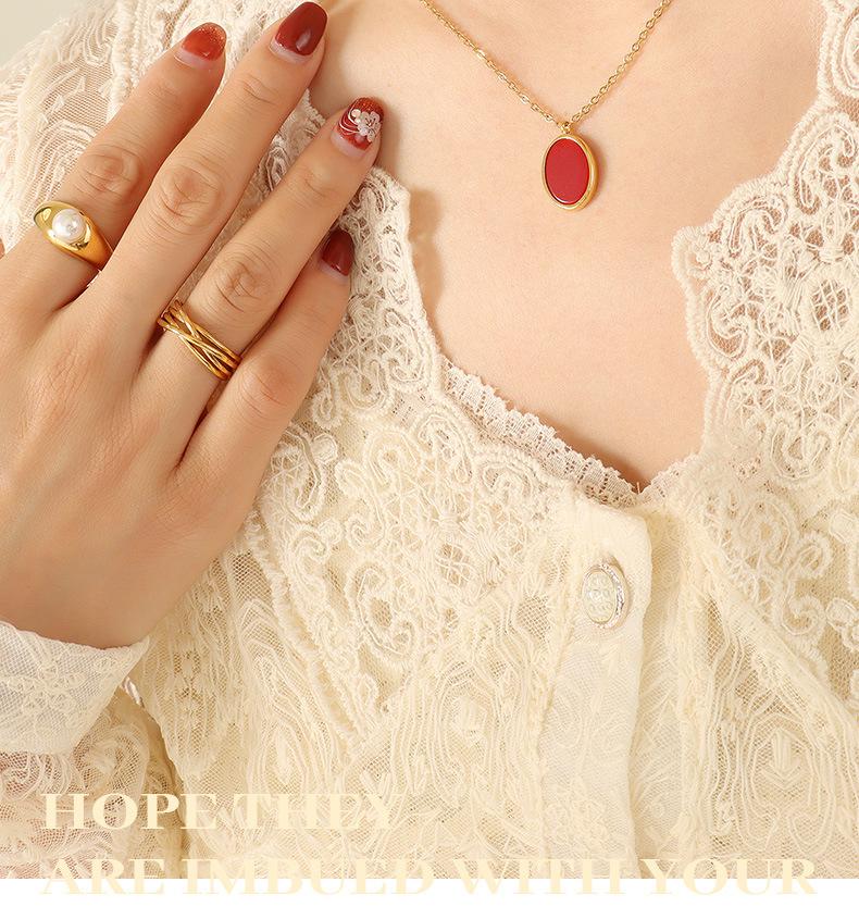 Collana Pendente Ovale in Acrilico Elegante Retrò Francese - Gioielli di Nicchia Resistenti allo Sbiadimento