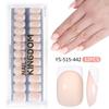 New Style French False Nails, Ultra Thin Short Square Press On Nails, 32 Pcs Simple Removable Nail Extensions Stickers