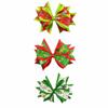 Cross-border Christmas Tree Bow Hair Clip for Kids - Double-Layer Ribbed Ribbon Accessory