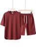 High-End Summer Youth Casual Two-Piece: Arc Hem Shorts & Short Sleeve T-Shirt Set
