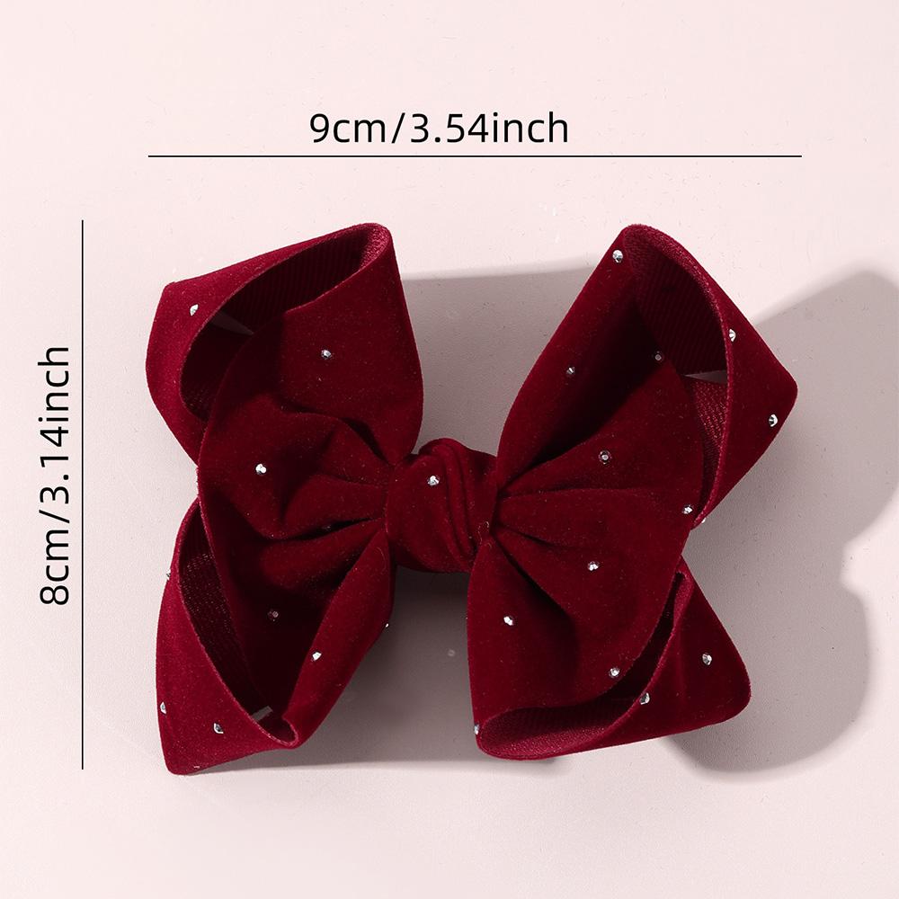 2Pcs New Velvet Bow Hair Clips Glitter Dot Sweet Rhinestones Hairpins For Girls Kids French Style Headwear Hair Accessories
