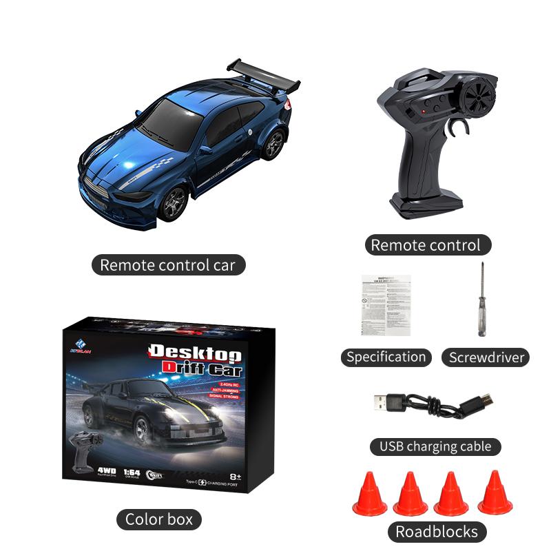 Kf20 1:64 Rc Drift Car Four-Wheel Remote Control Cars Competition Racing Car Full Proportions Desktop Car Model Toys Boys Gifts