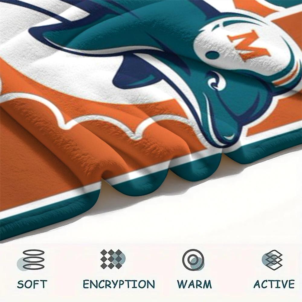 Miami Dolphins Print Flannel Blanket, High Quality Comfortable for All Seasons, Home Decor, Warmth and Comfort, Perfect for Christmas Gifts