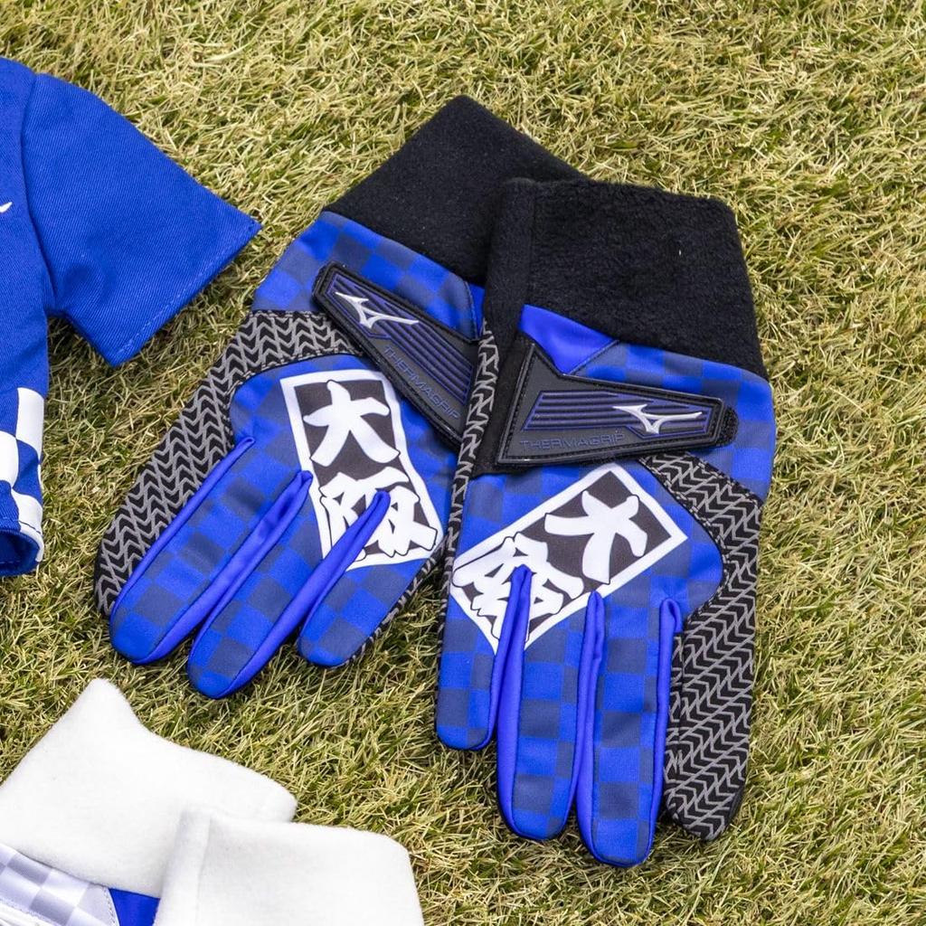 MIZUNO ThermaGrip HAPPI COLLECTION Golf Size L 5MGMB552 Men's Gloves, Ambidextrous, Blue/Black, (25-26cm),